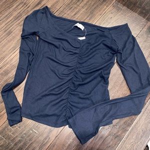 Navy blue off-shoulders long sleeve
